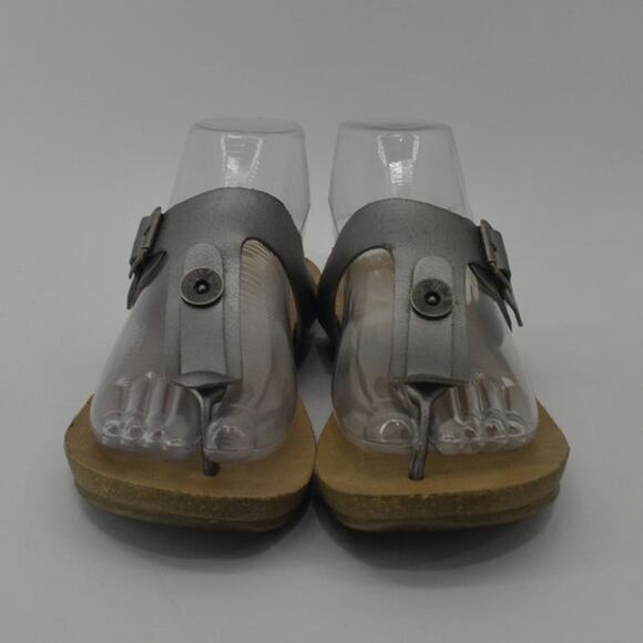 Blowfish Sandals Silver Metallic Thong Buckle Casual Silver 8.5 - Picture 5 of 11